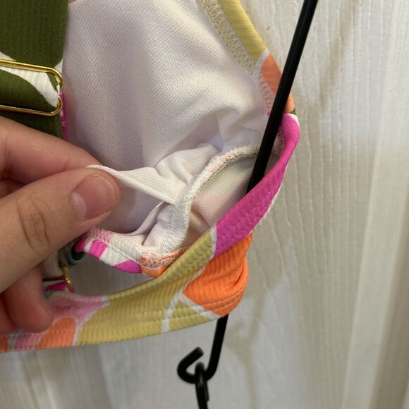 NWT Xhilaration Ribbed Bralette Bikini Top Small 0-2 Tropical Print Swimwear - Picture 7 of 16